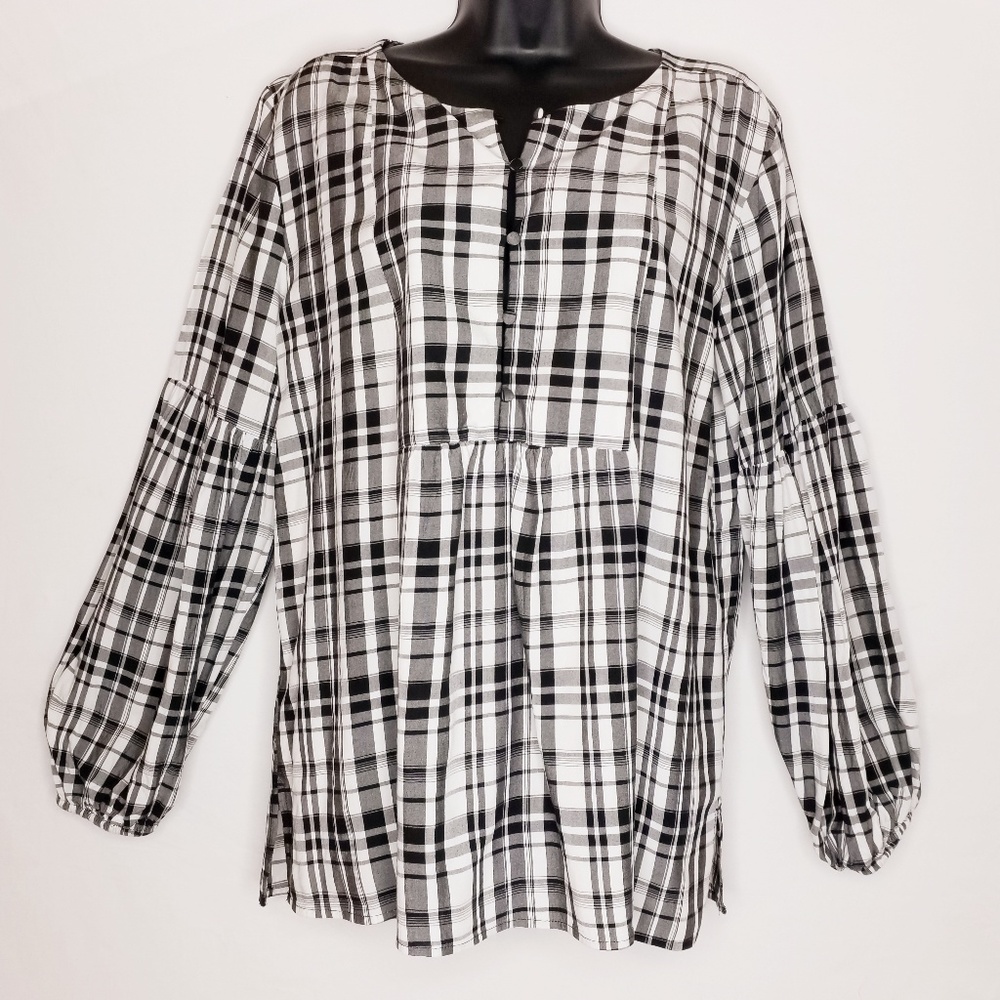 LOFT Henley Size Large Peasant Tunic Blouse